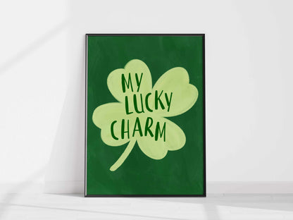 Printed My Lucky Charm Wall Art Green Decor