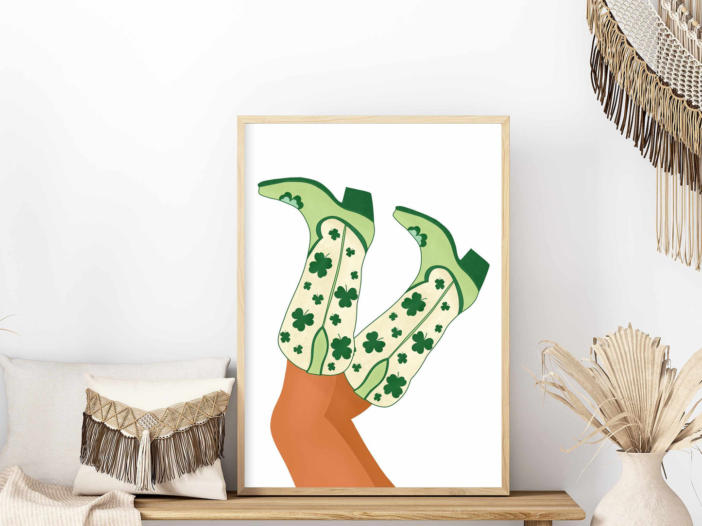 Printed Green Cowgirl Boots Print