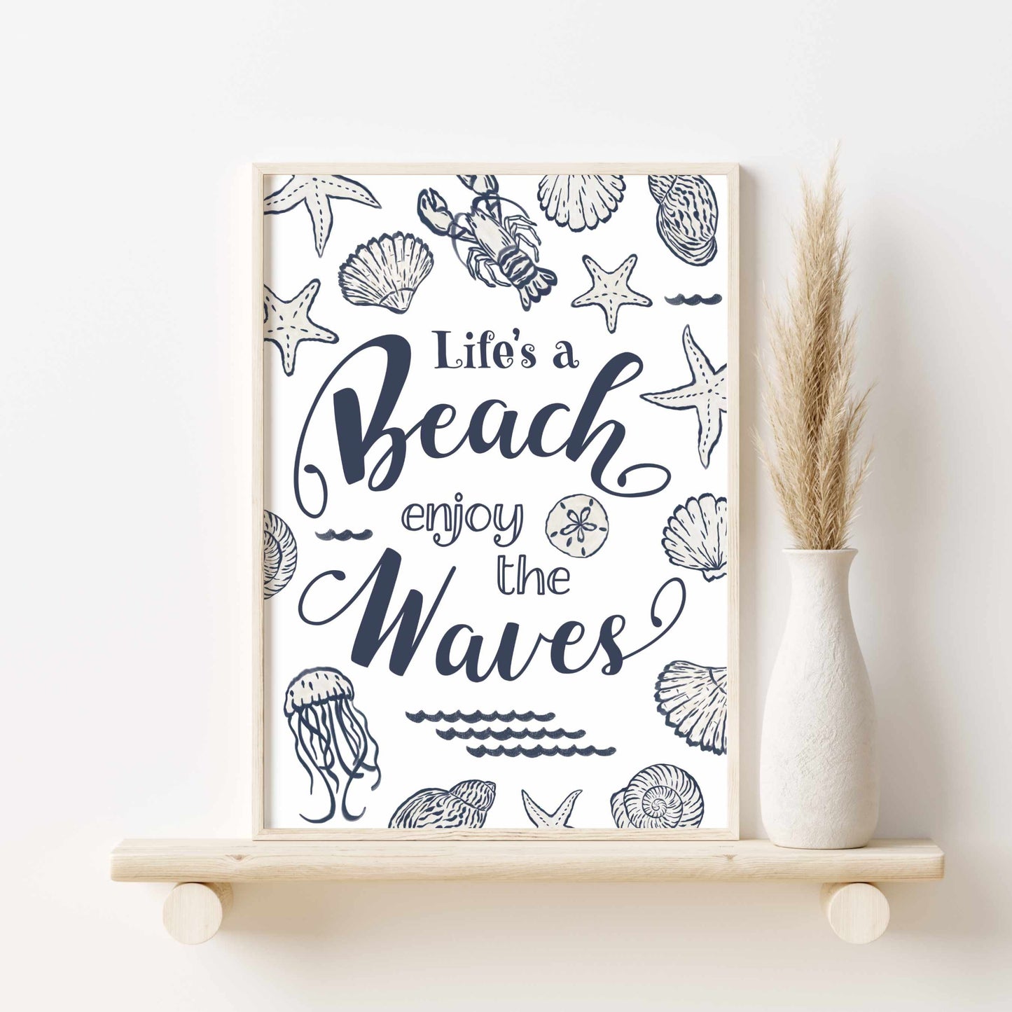 Printable Beach House Decor Coastal Wall Art Quote - Life's a Beach Print