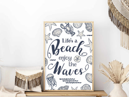 Printable Beach House Decor Coastal Wall Art Quote - Life's a Beach Print