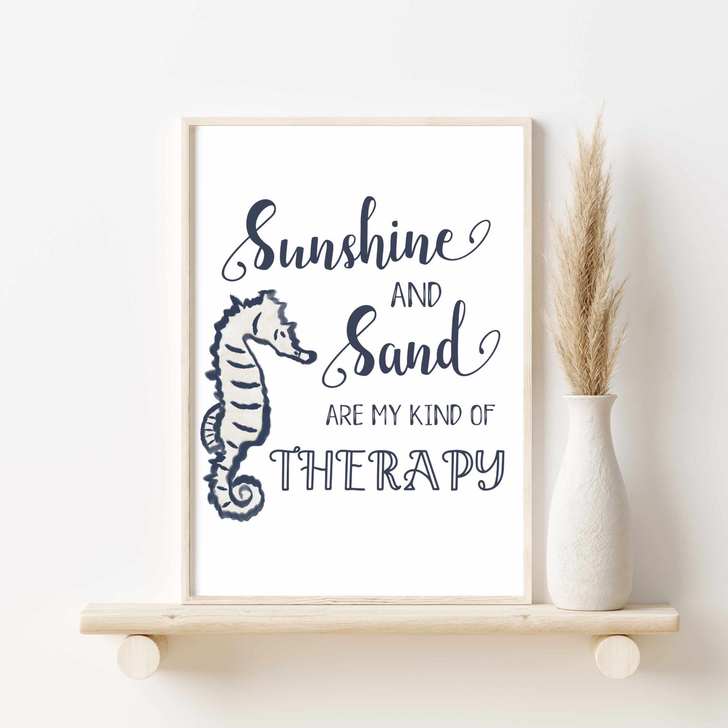 Printed Coastal Wall Art - Sunshine and Sand Quote Print for Beach House Decor