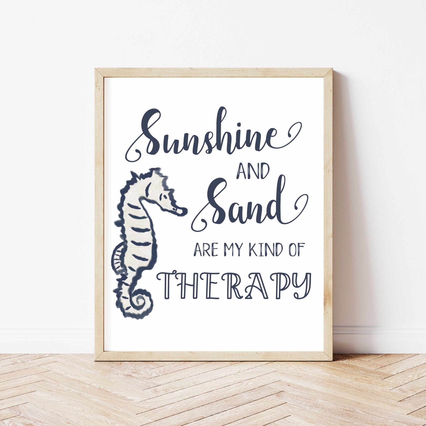 Printed Coastal Wall Art - Sunshine and Sand Quote Print for Beach House Decor