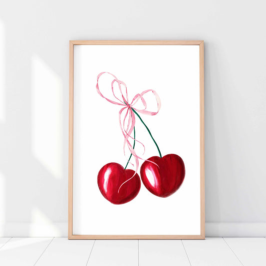 Printed Cherry Wall Art Coquette Room Decor