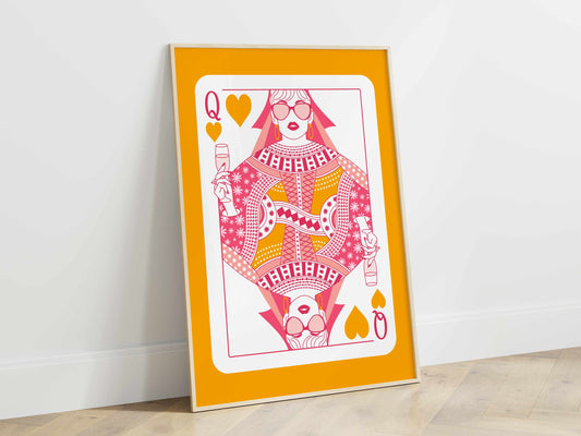 Printed Queen of Hearts Aesthetic Room Decor Poster