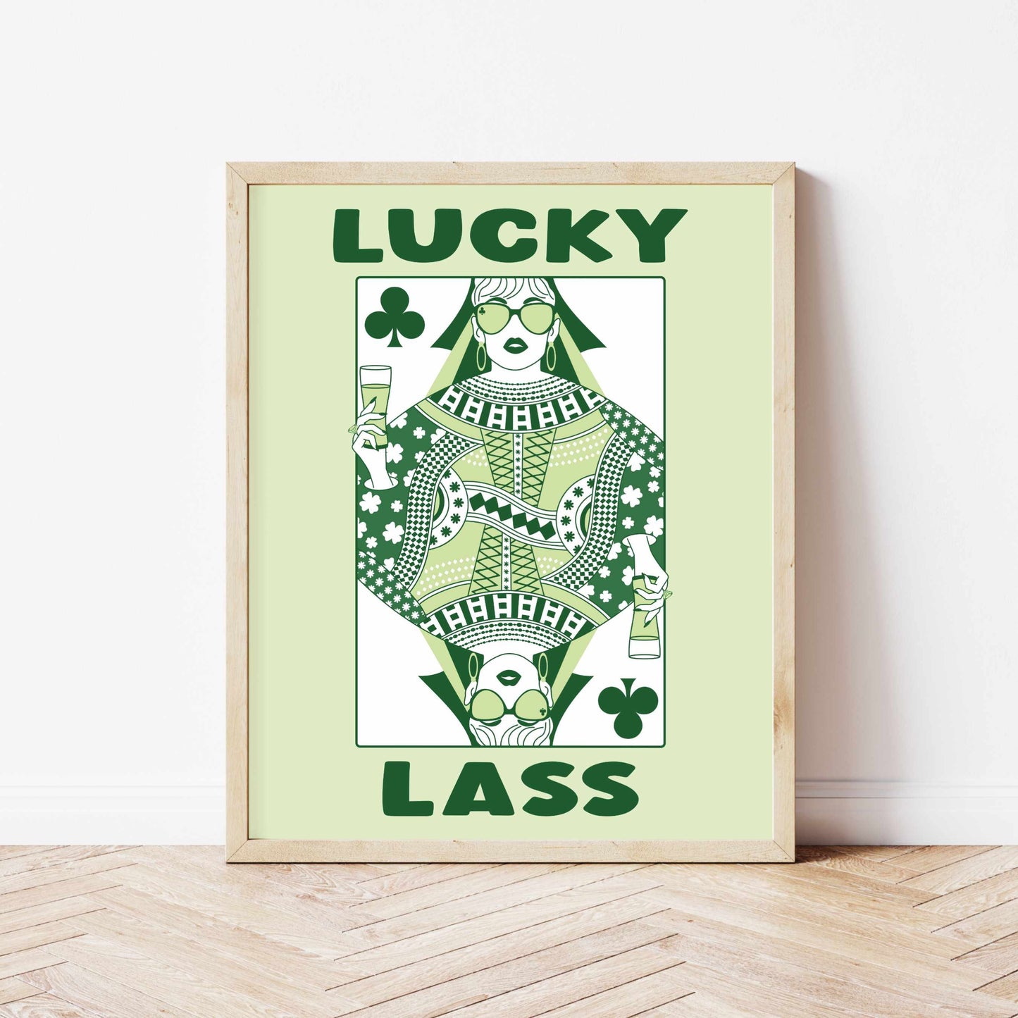 Printed St Patrick's Day Decor Poster, Queen of Clubs Lucky Lass