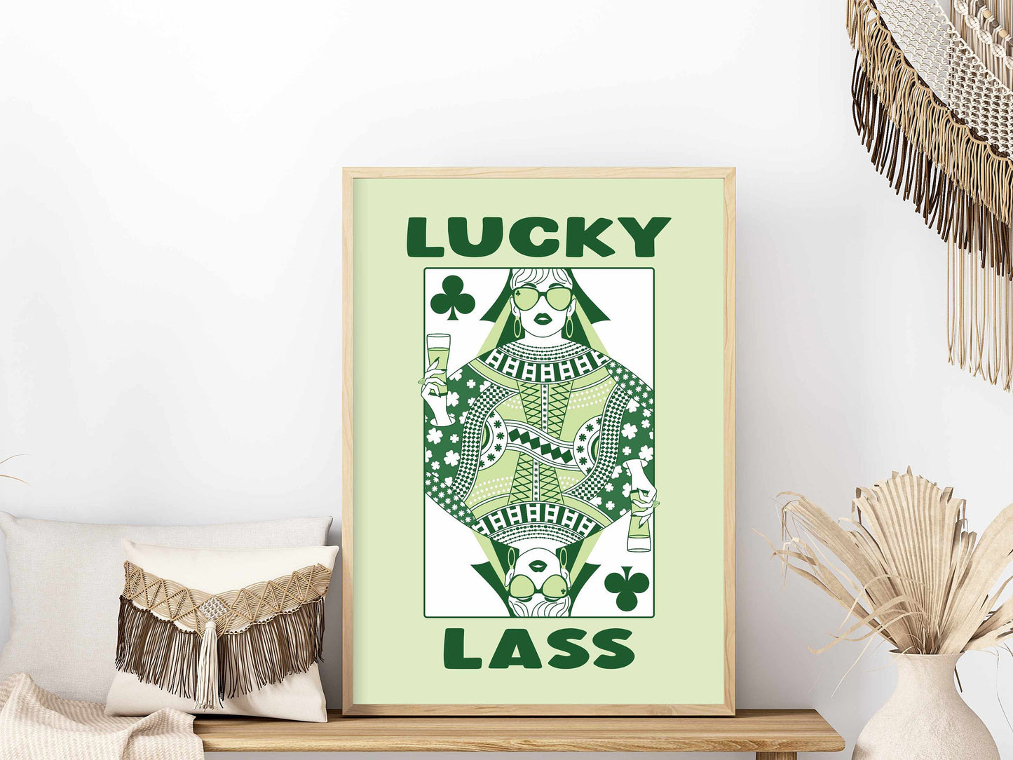 Printed St Patrick's Day Decor Poster, Queen of Clubs Lucky Lass