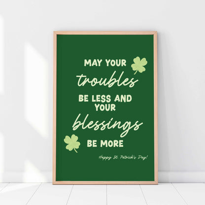 Printed St Patrick's Day Quote Poster