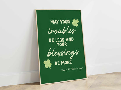 Printed St Patrick's Day Quote Poster