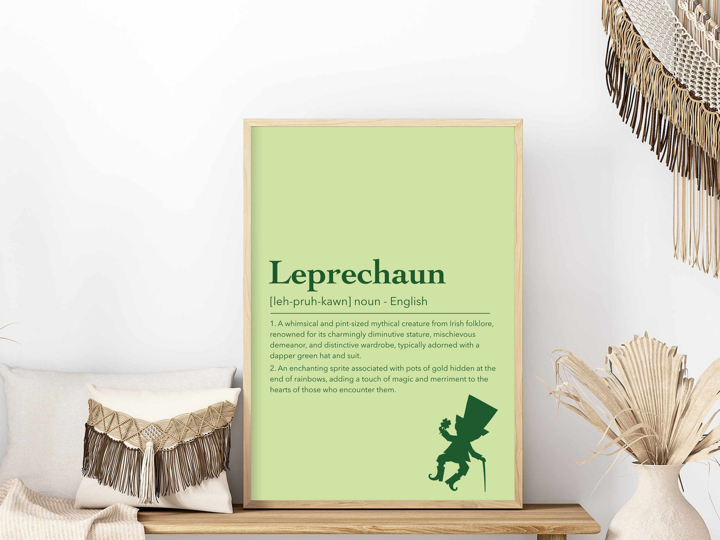Printed Leprechaun Wall Art Green Decor