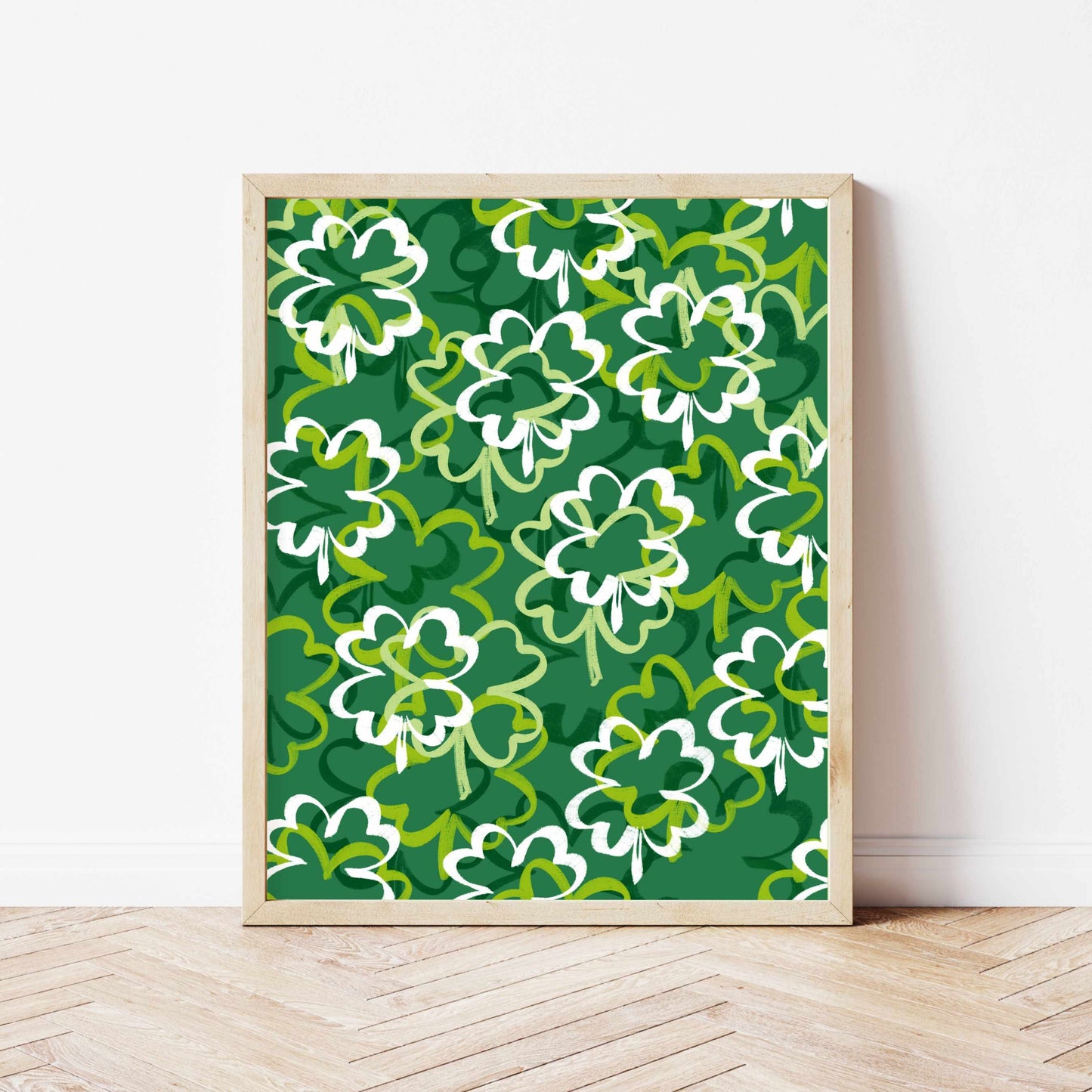 Printed Shamrock Wall Art Green Decor