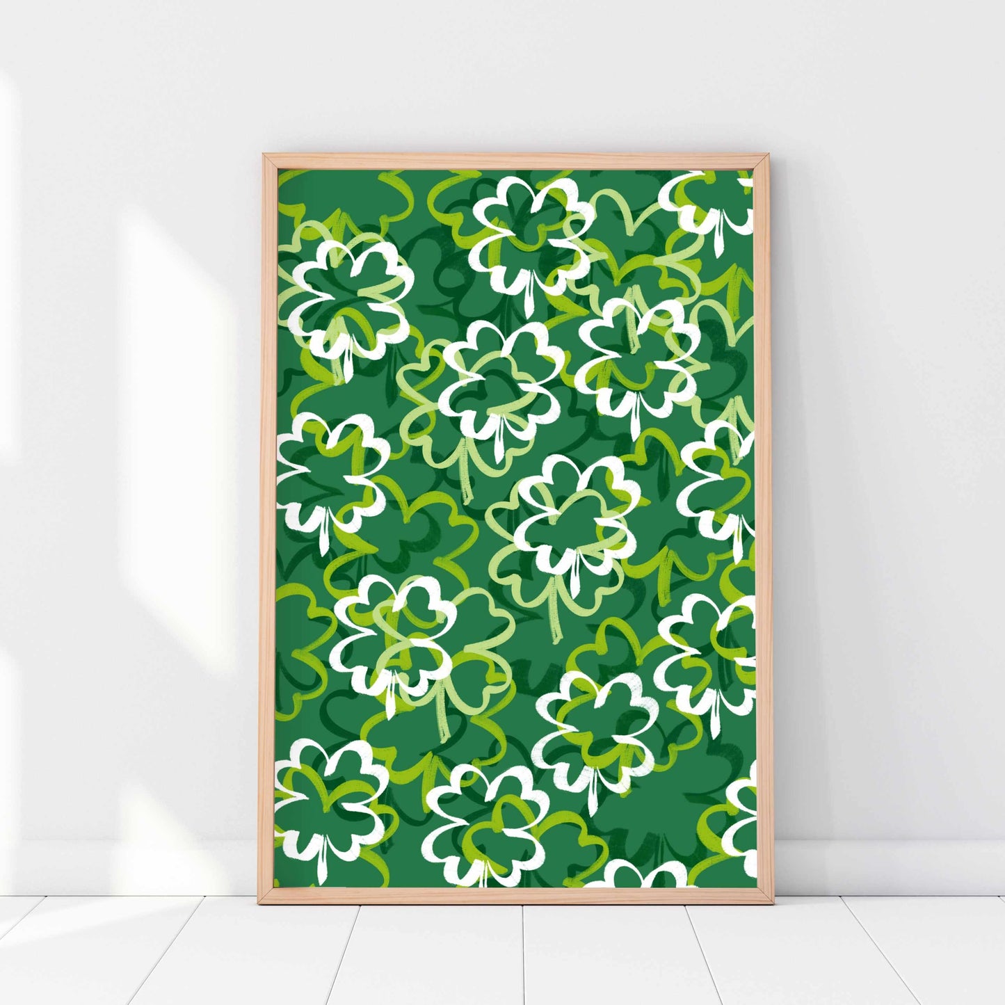 Printed Shamrock Wall Art Green Decor