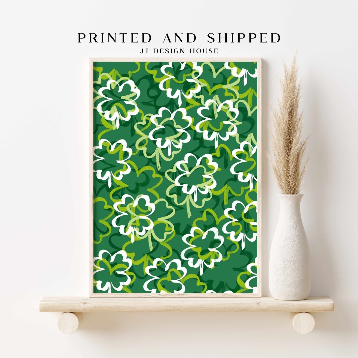 Printed Shamrock Wall Art Green Decor