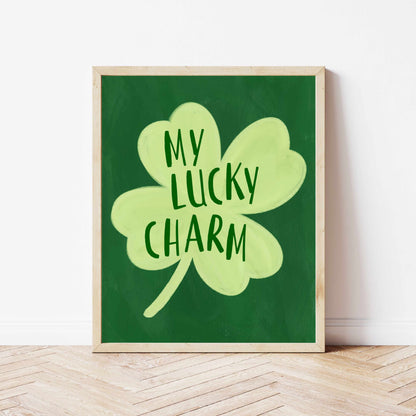 Printed My Lucky Charm Wall Art Green Decor