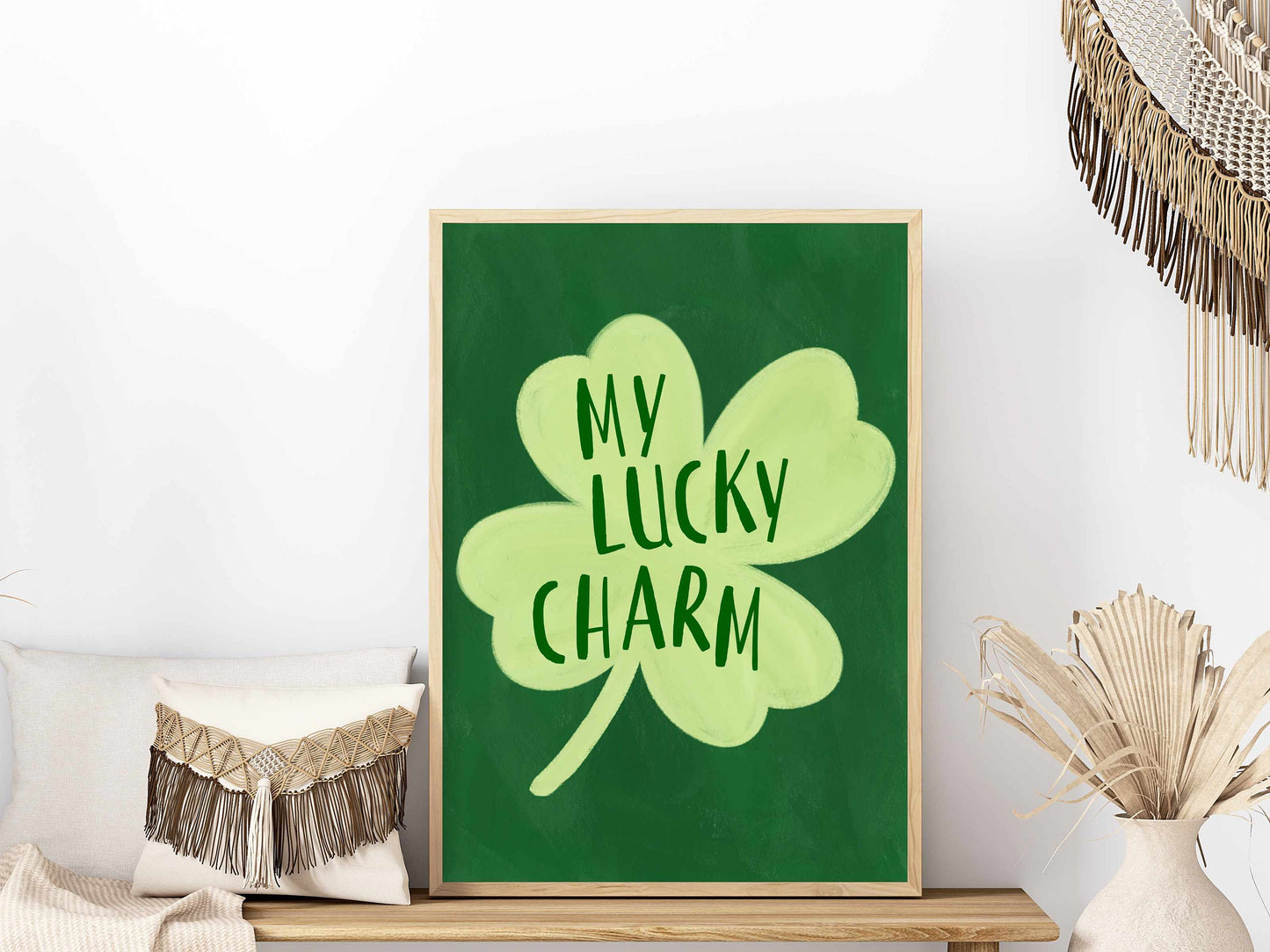 Printed My Lucky Charm Wall Art Green Decor