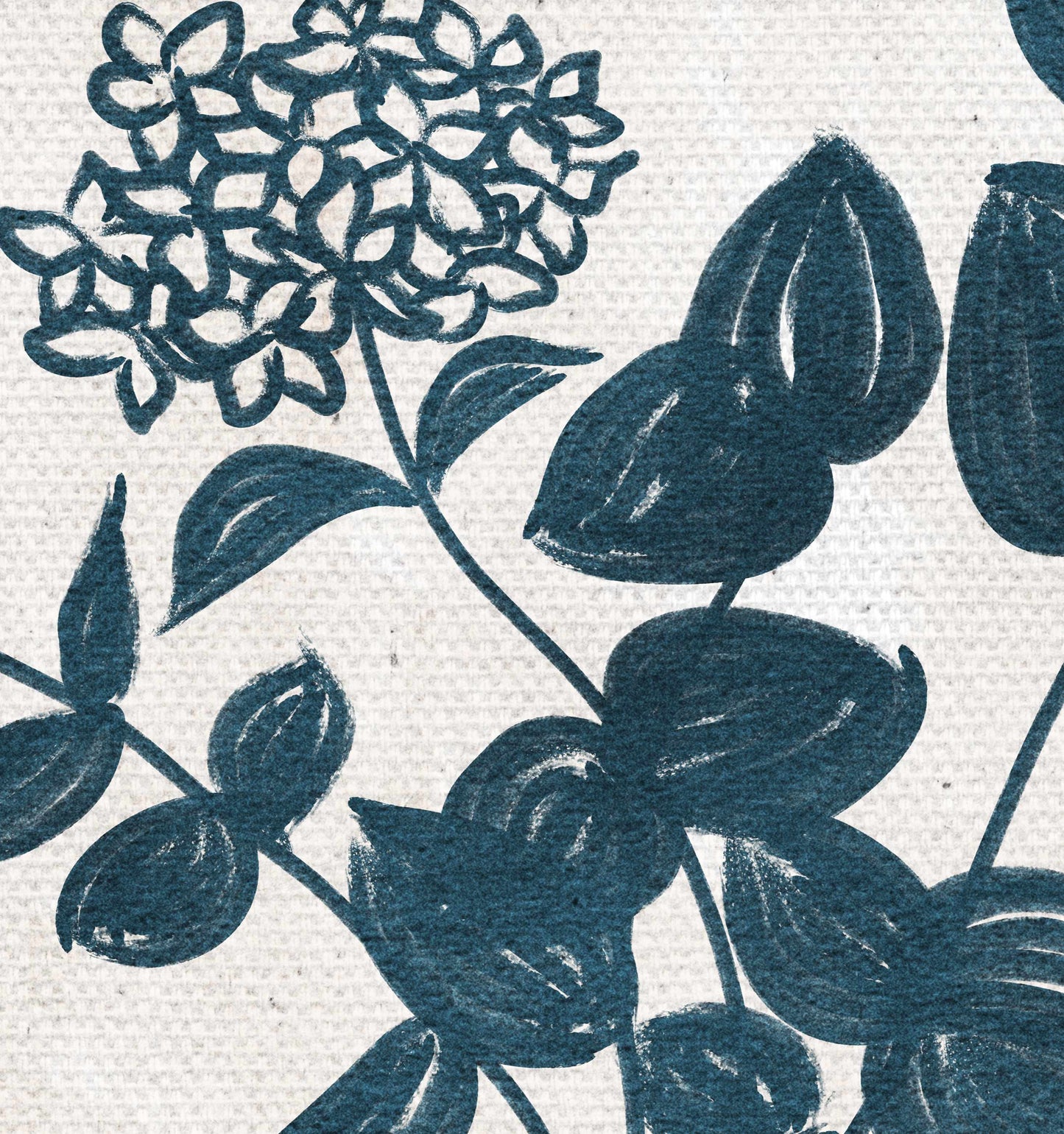 Printed Navy Blue Botanical Set of 3 Prints